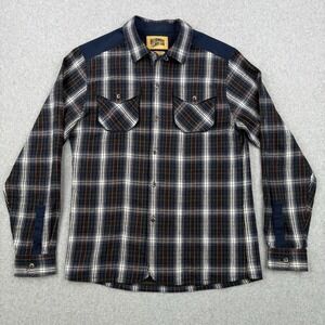 Billionaire Boys Club Shirt Mens Medium Blue Plaid Flannel Button Up Long Sleeve